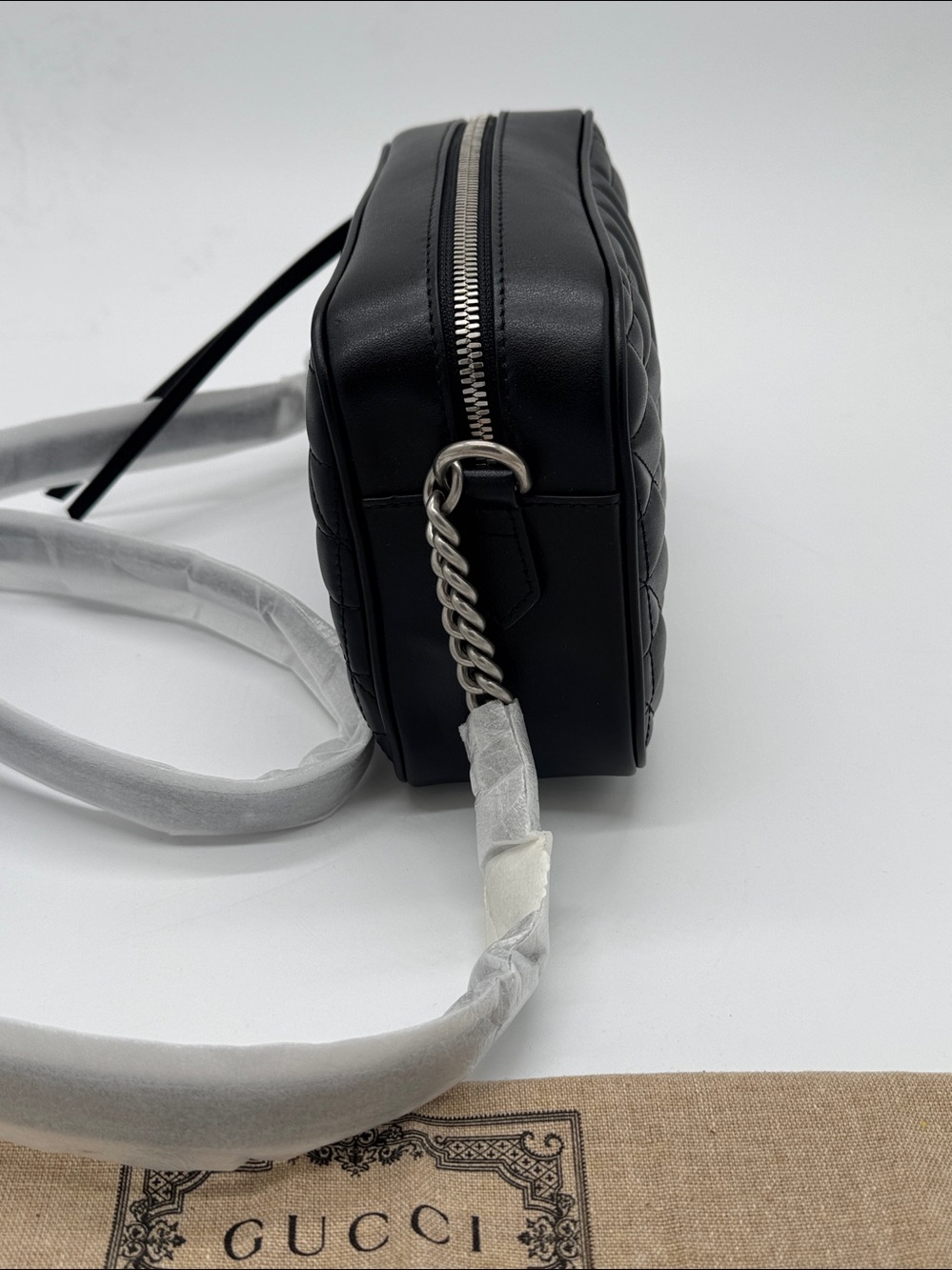 GG Marmont Shoulder Bag Mixed Matelasse Leather Small Gunmetal Hardware - Picture 2 of 9